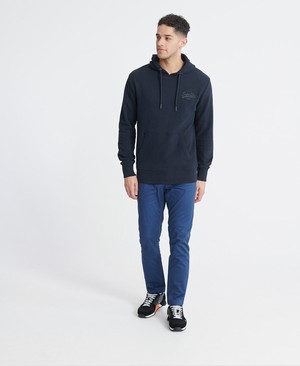 Superdry Vintage Logo Tonal Injection Loopback Férfi Kapucnis Pulóver Sötétkék | TZYMG6371